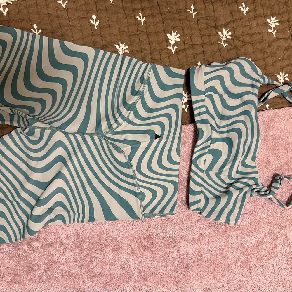Blue and White Swirl Patterned Two-Piece Set